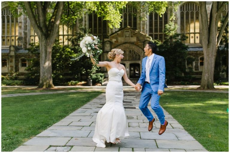 Vintage chic Wedding photos at the law quad in Ann Arbor